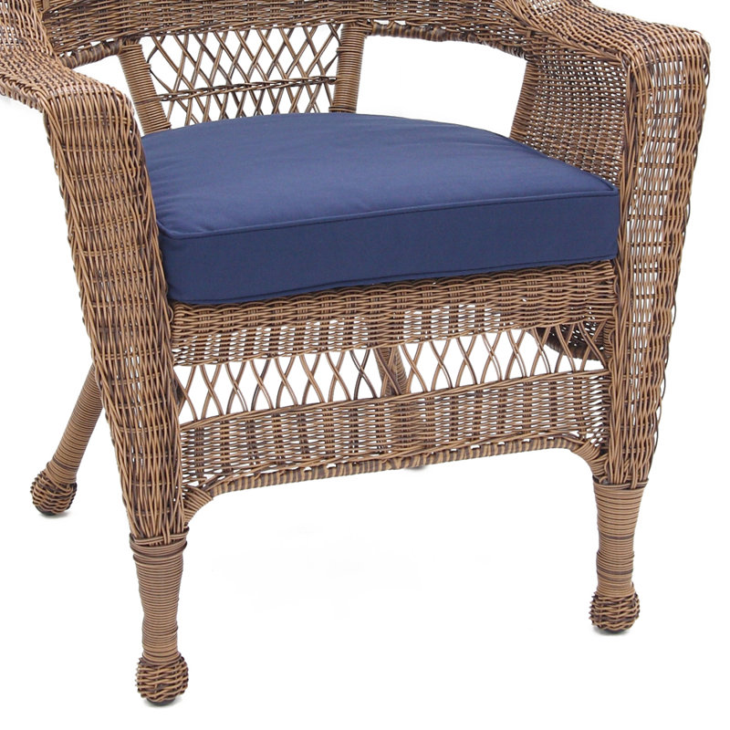 Chaise de patio avec coussins, Miel, Bleu minuit