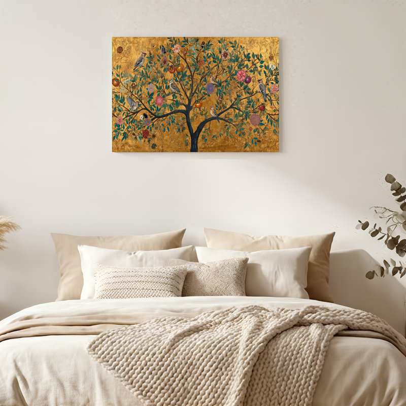 «Birds on Blossoming Tree», art mural sur toile, H 32 po x l 48 po
