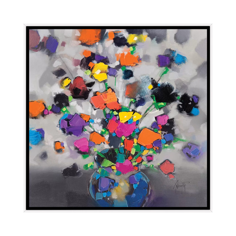 «Floral Spectrum I» par Scott Naismith - reproduction d'art, H 18 po x l 18 po x 1,5 po, Toile blanche encadrée, Aucun mat