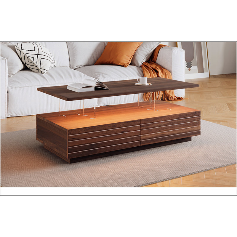 Table basse moderne à 2 tiroirs de 47,2 po, Noir