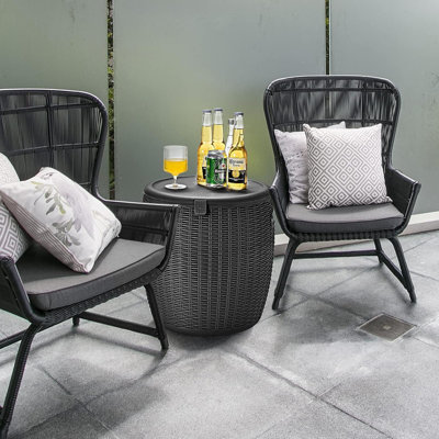 Bar Table Patio Wicker Ice Cool Bar Table Outdoor Rattan Bar Table With Ice Bucket Ice Bucket With Side Handles & Lid Beer & Wine Cooler For Party Poolside Deck  Yard