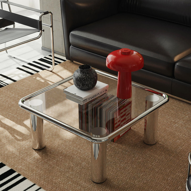 Table basse de style nordique minimaliste, H 14,9 po x L 31,5 po x l 31,5 po