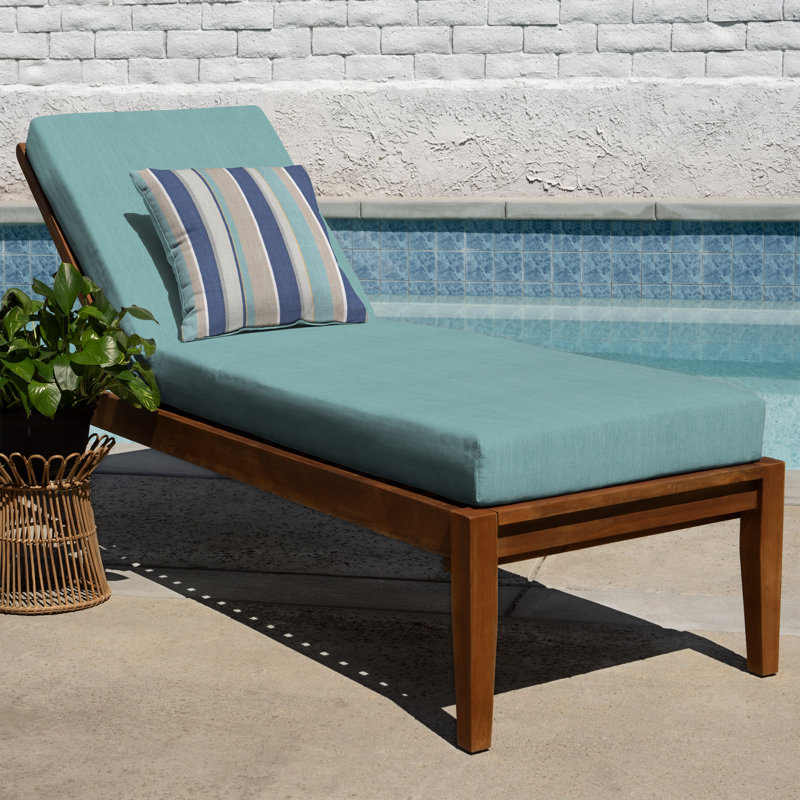 Outdoor Chaise Lounge Cushion – Weather-Resistant, Reversible, Plush Comfort - Basics by Wayfair™, Mist, 75" L x 23" W
