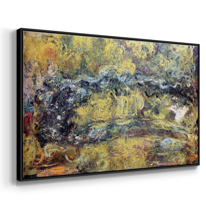 Le pont japonais sur une impression sur toile encadrée, H 27 po x l 41 po x P 2 po, Noir