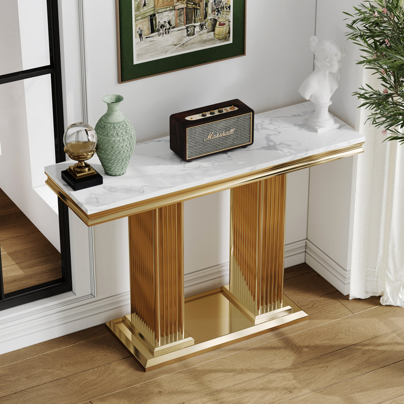Console Doner, Blanc, Doré