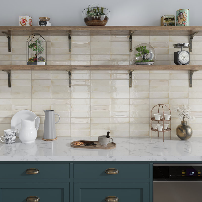 Antiek 2.58'' W x 7.9'' L Beveled Ceramic Subway Singular Tile, White