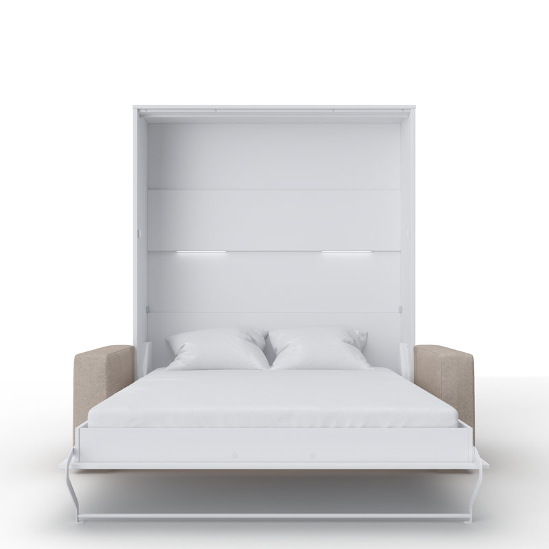 Ayvri Upholstered European Kingsize (160 x 200 cm) Murphy Bed, White/Beige