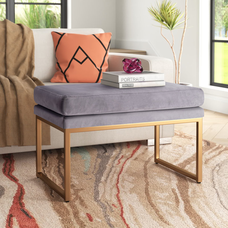 Shanta Upholstered Ottoman, Gray