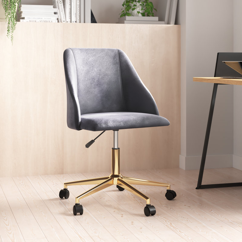Chaise de bureau en velours Auman, gris