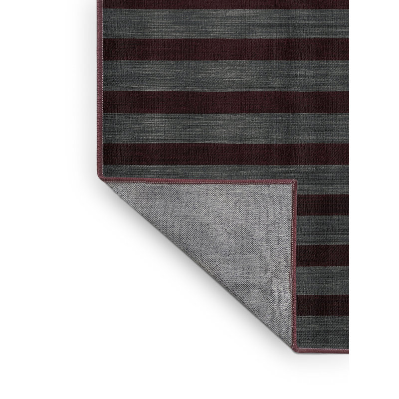 Machine Washable Horizontal Stripes Brown Area Rug, Square 7'