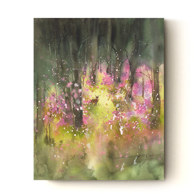 'Enchanted Forest Deer' Wrapped Canvas Print, Watercolor Deer Forest Wall Art