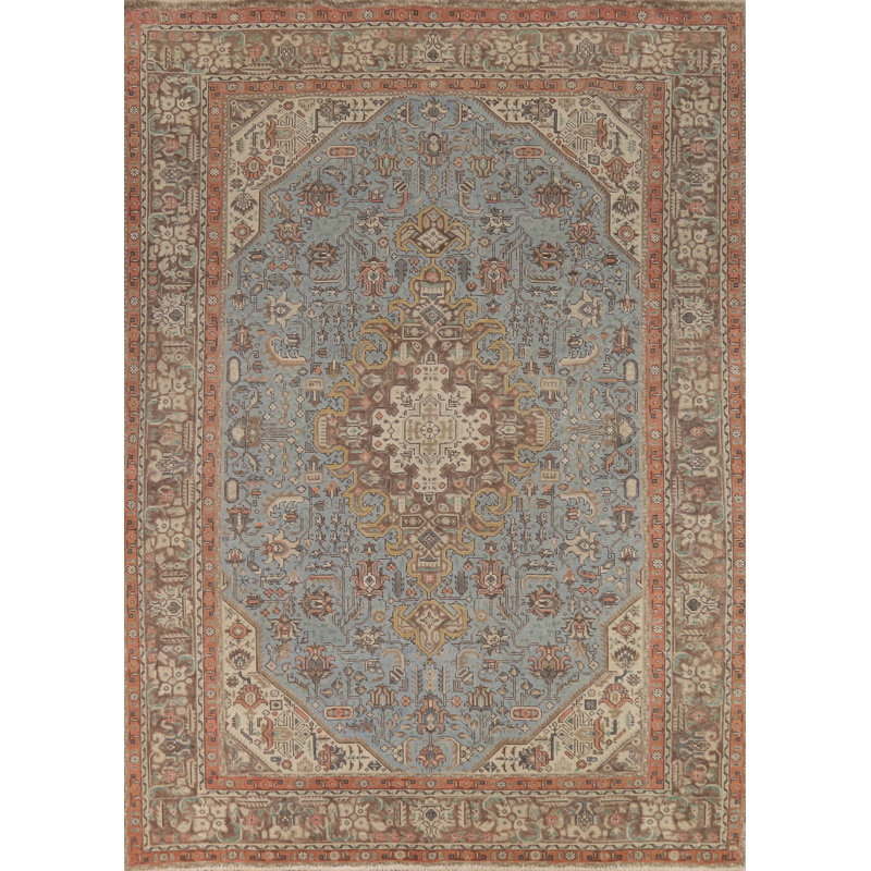 Tapis bleu géométrique 8 x 11 po
