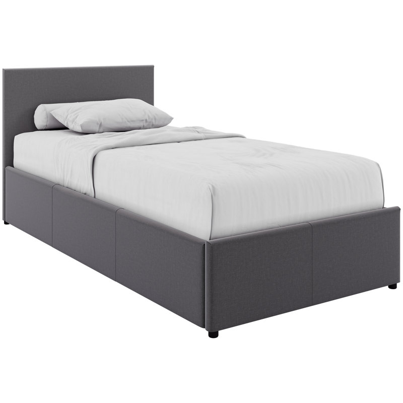 Enya Upholstered Ottoman Bed, Double (4'7), Dark Grey