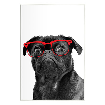 Au-550-Giclee " Funny Dog Face Red Glasses " by Annalisa Latella
