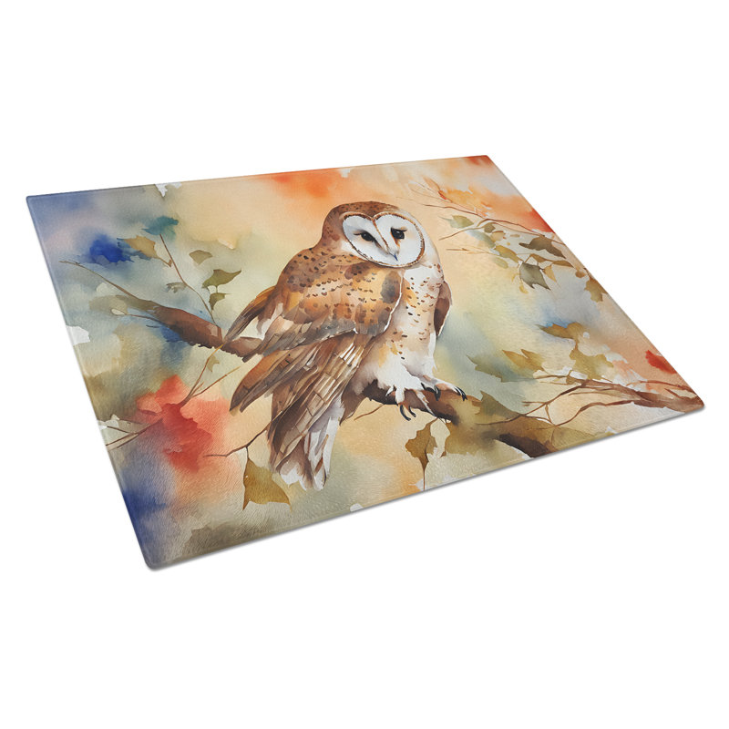 Barn Owl Glass Cutting Board