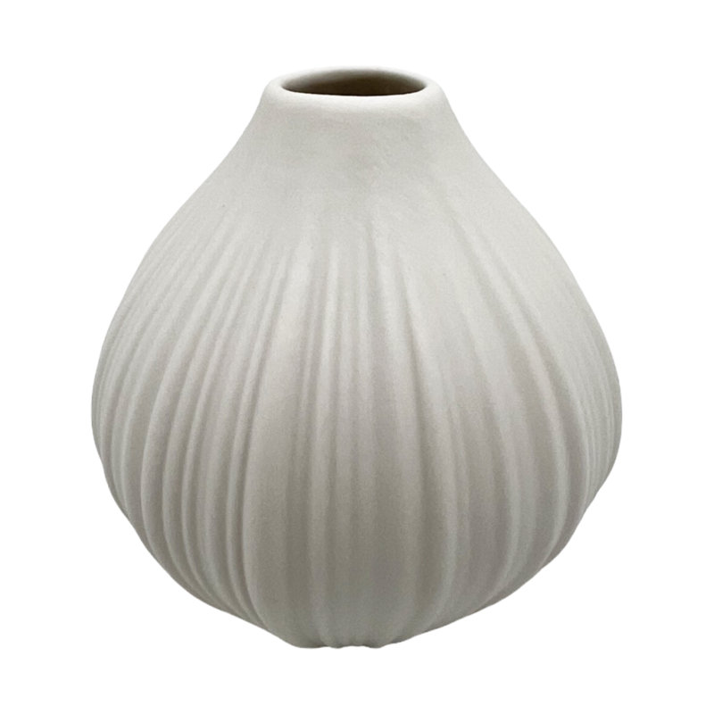 Bokoshe Handmade Ceramic Onion-Shape / Porcelain Table Vase – Modern Sculptural Decorative Accent, White