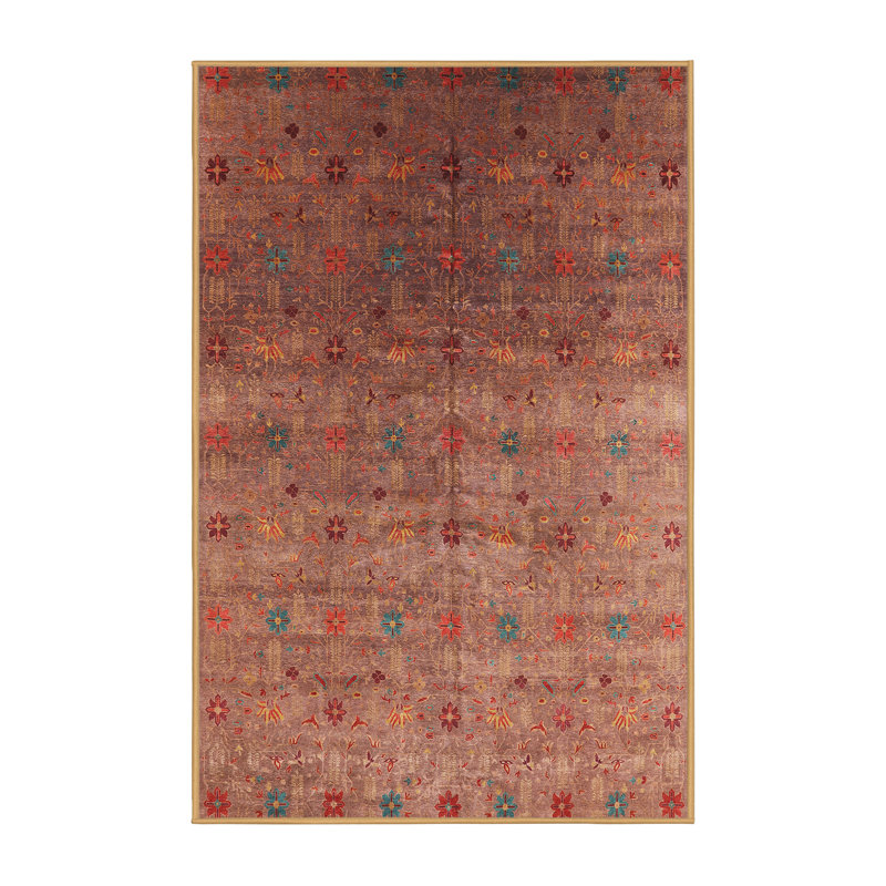 Tapis rouge à motif floral, Rectangle 8 pi x 12 pi