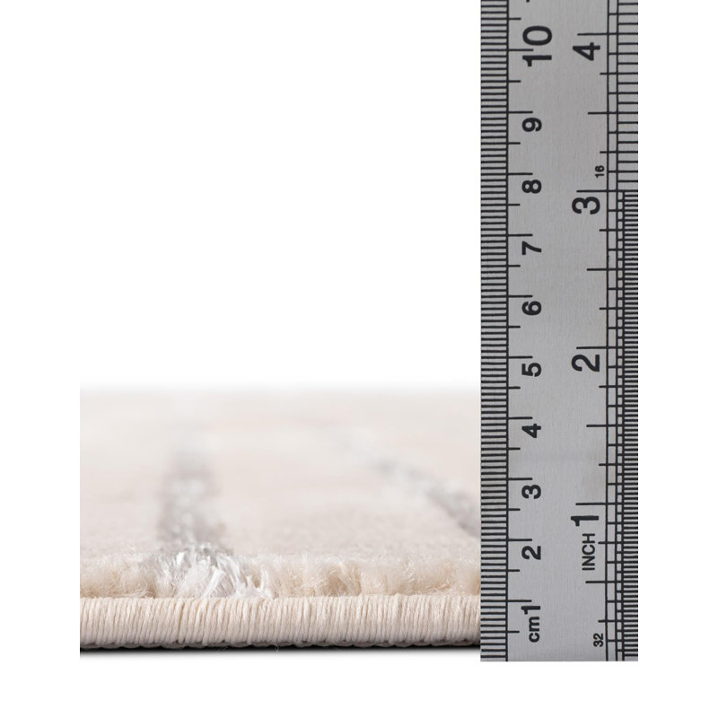 Latitude Run® Mirage Novica Rug White and Silver, Round 3'1"