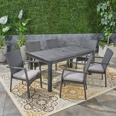 Ensemble de salle à manger rectangulaire pour 6 personnes 63 "avec coussin Jolliff