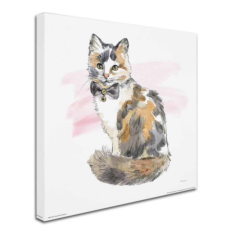 « original chats ii aquarelle », reproduction sur toile tendue, H 24 po x l 24 po