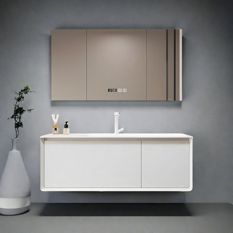 Simple cream style bathroom cabinet, 47"