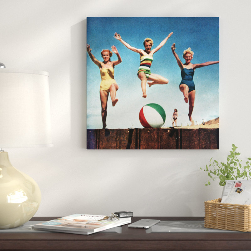 « saut de filles », impression sur toile, H 48 po x l 48 po x P 1,5 po, Pas de tapis, Toile tendue