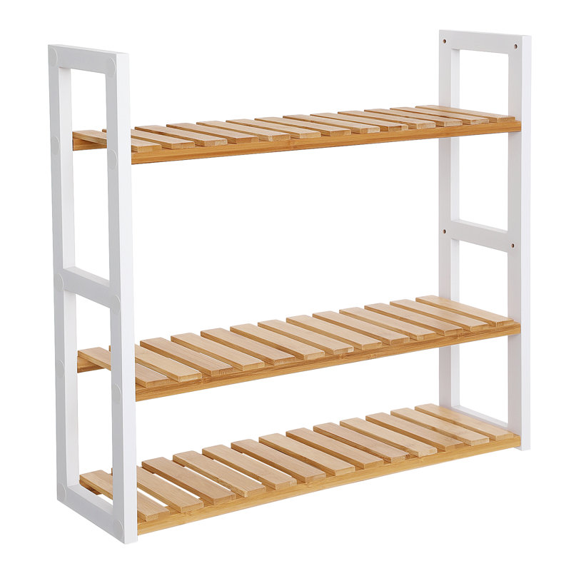 Loewen Solid Wood Bathroom Shelves, Natural/White