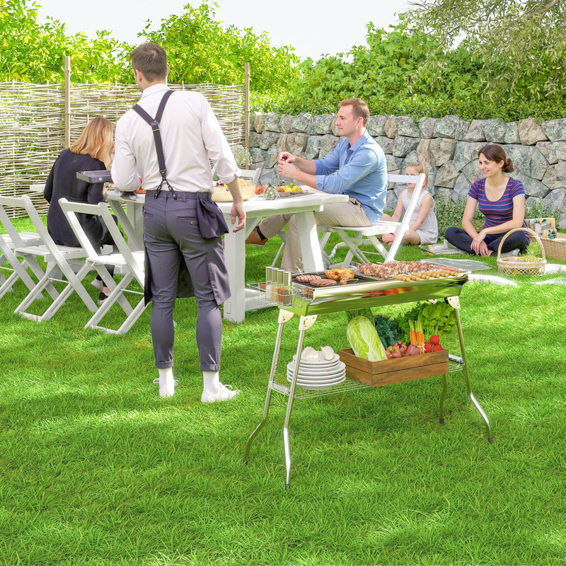Barbecue au charbon de bois en acier inoxydable