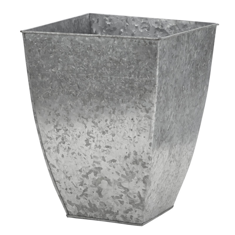 15 po Jardinière carrée en étain, Argent