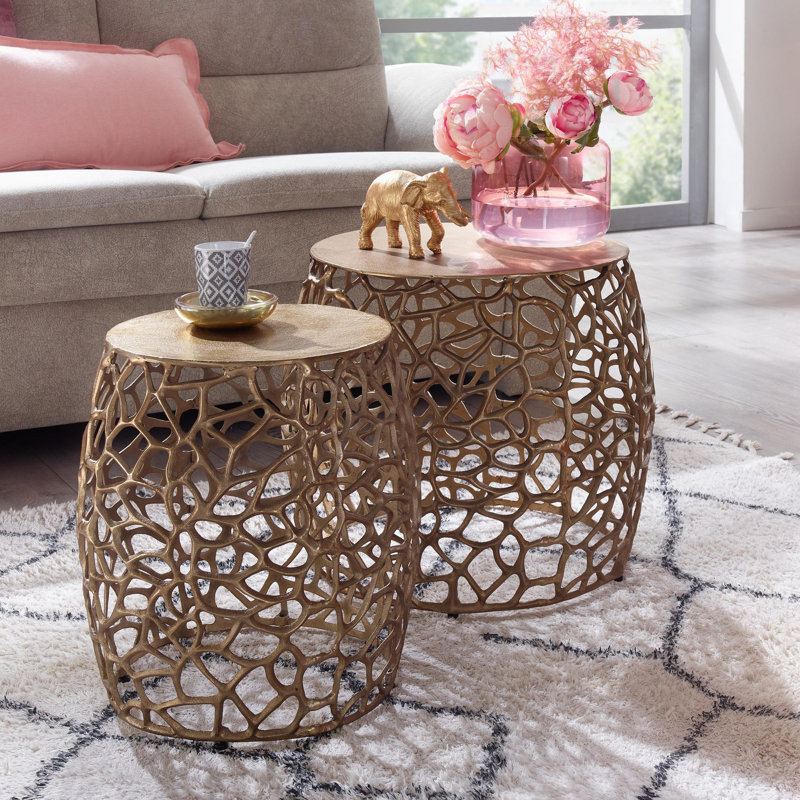 Hetre 2 - Piece Living Room Table Set, Golden