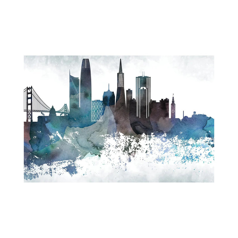 San Francisco Bluish Skylines - Wrapped Canvas Print, 20.32cm H x 30.48cm W