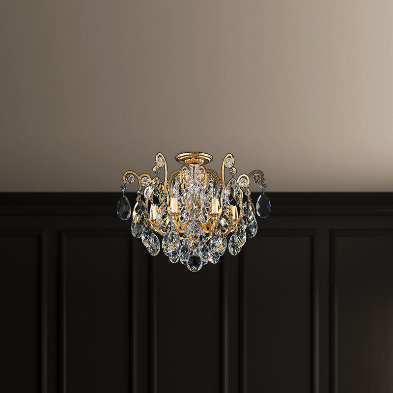 Renaissance 6 - Light Semi Flush Mount, Heirloom Gold, Clear Heritage