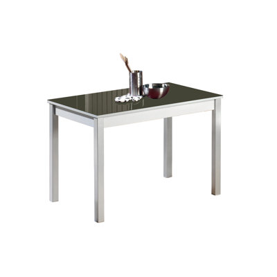 Darvone Glass Top Metal Base Dining Table