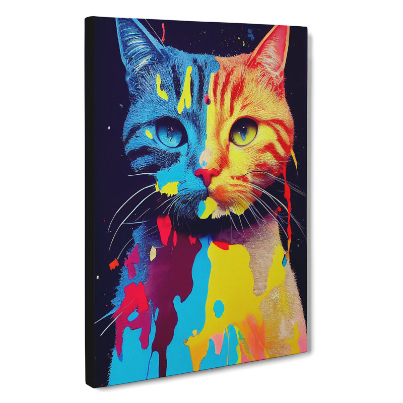 Painted Cat No.5 - Wrapped Canvas, 76cm H x 50cm W x 3cm D