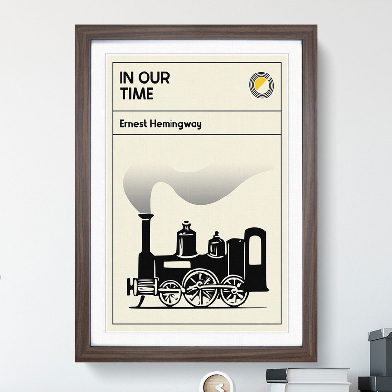 Book Cover in Our Time Ernest Hemingway - Picture Frame Graphic Art, 65cm H x 48cm W x 2cm D, Walnut
