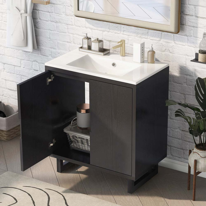 Ensemble de meuble-lavabo simple 29,5 po avec plateau Diddo, Noir