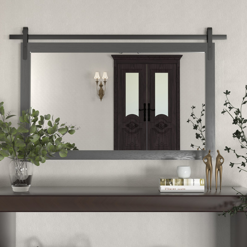 Miroir d'appoint mural rectangulaire, gris, 26 po x 40 po