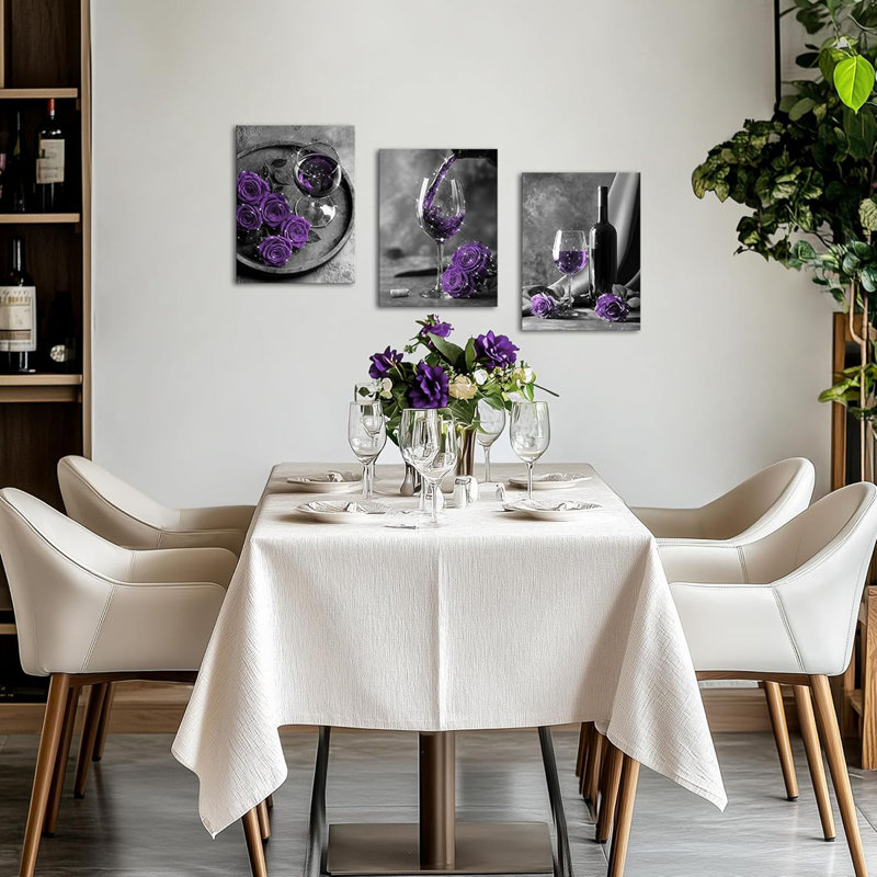 3 Piece Wrapped Canvas Print, Purple