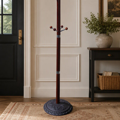 73" Tall Chrome and Wood Coat Rack
