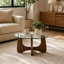 Petite table basse, table centrale ronde avec plateau en verre trempé-1001091270