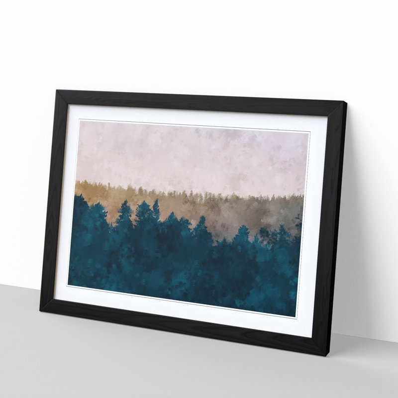 The Forest at Sunset - Picture Frame Painting Print, Black Framed, 33cm H x 45cm W x 2cm D