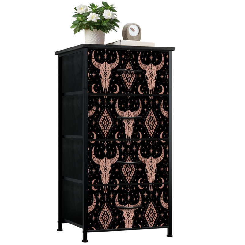 Commode de rangement verticale 4 tiroirs Boho