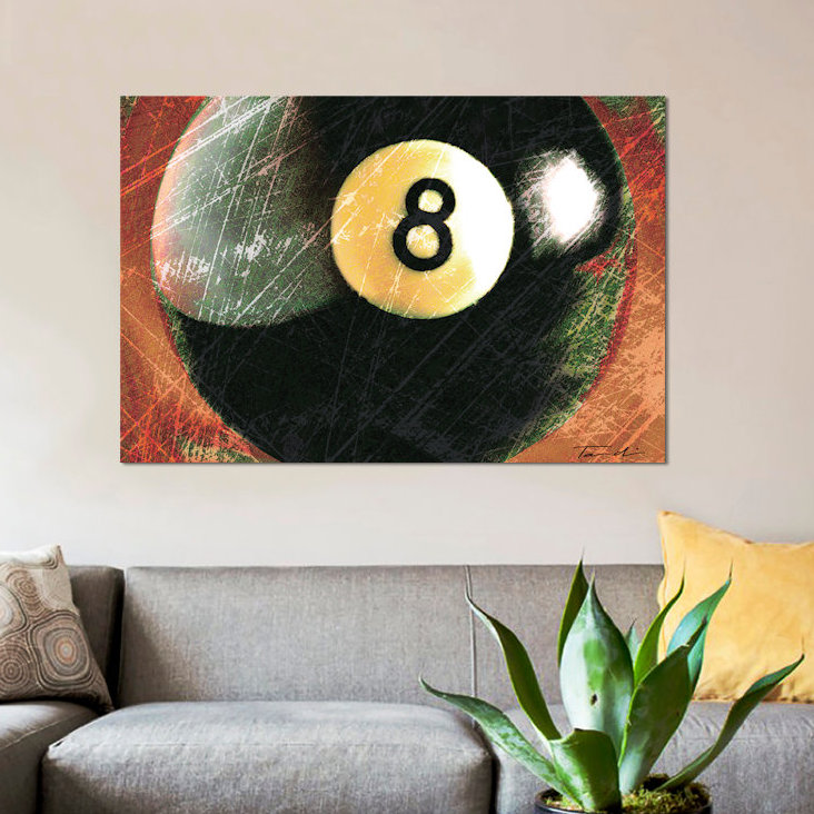 « behind the 8 ball », reproduction d’impression sur toile tendue, H 40 po x l 60 po x P 1,5 po, Toile avec cadre noir