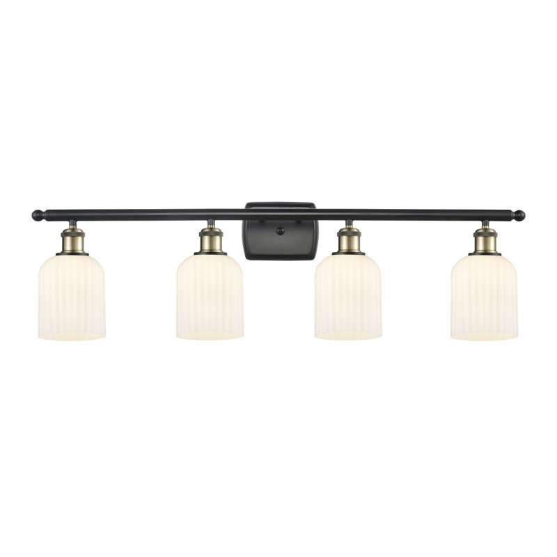Fiennes 4 - Light Dimmable Vanity Light, Black Antique Brass, Gloss White