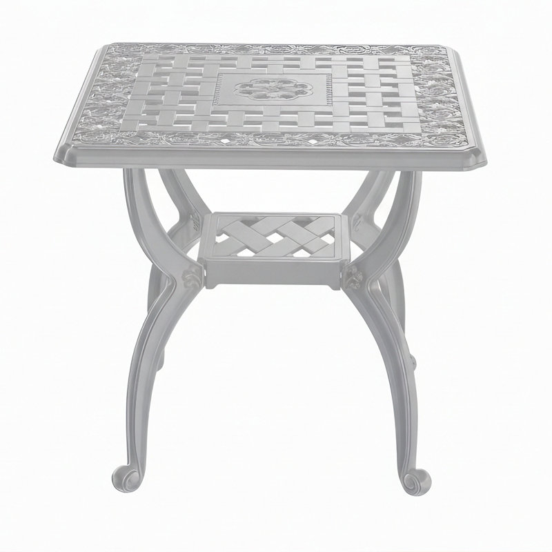 Élégante table basse carrée pour patio extérieur, Blanc