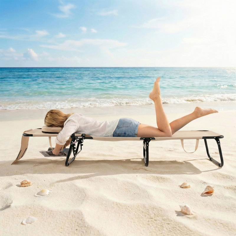 Longin Outdoor Metal Chaise Lounge, Belge