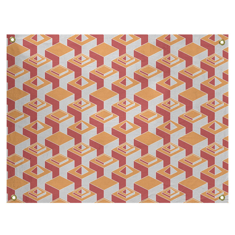 Jordao Polyester Tapestry, 50" H x 59" W, Orange/Red