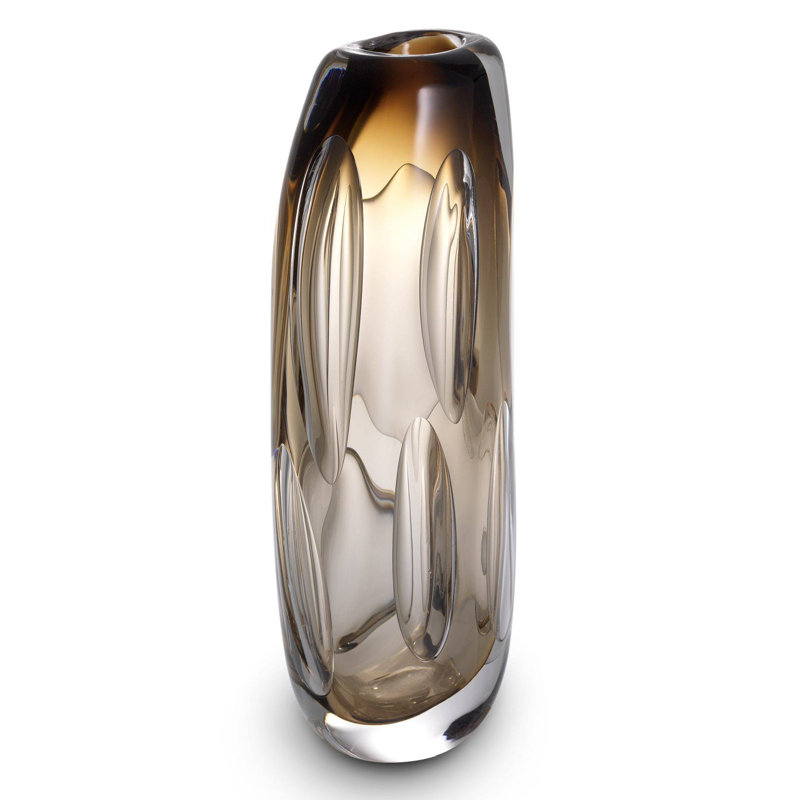 Sianni Handmade Glass Table Vase, Brown, 13" H x 6" W x 4" D