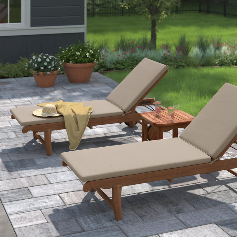 Outdoor 2'' Chaise Lounge Back Cushion, Khaki