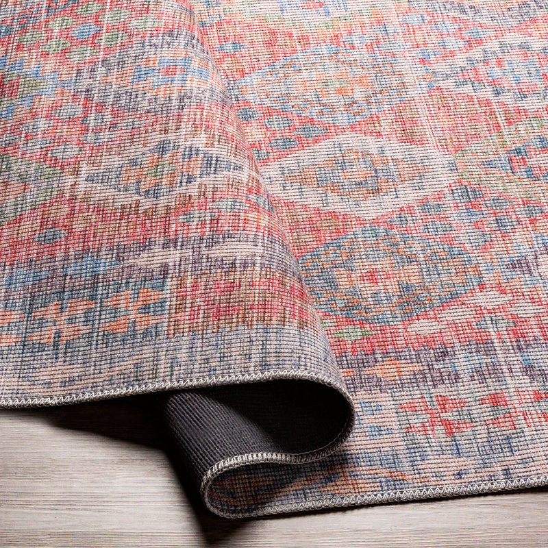 Tapis oriental rose / bleu Hillhouse, Rectangle 9 pi 3 po x 12 pi